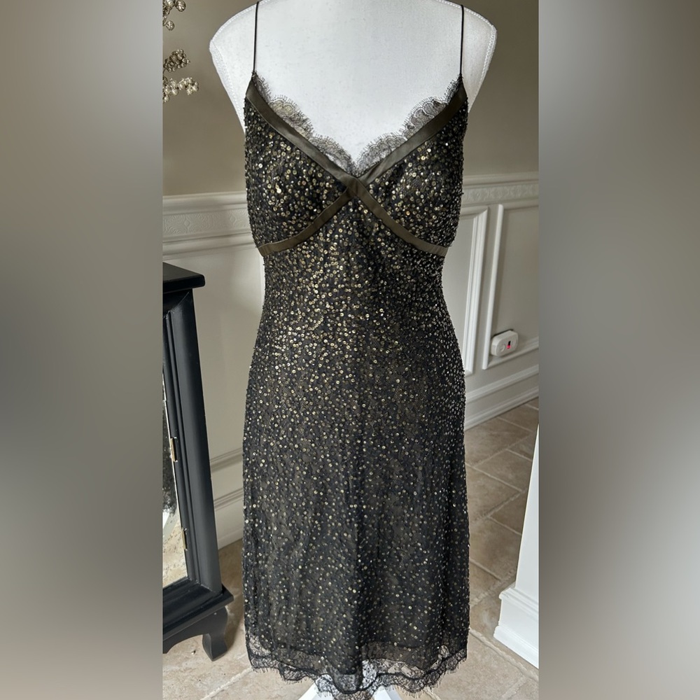 Vintage Carmen Marc Valvo Signature Silk & Sequins Dress size 6